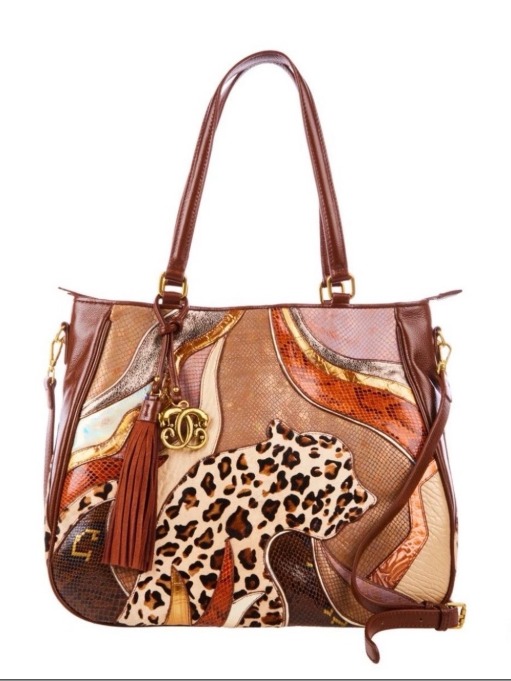Sharif Legacy Couture Bobbi's Artistic 3D Leather Tote Bronze new with dust bag